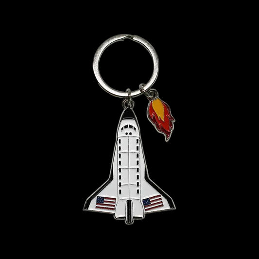 Schlüsselring mit Space Shuttle Anhänger und Flammen-Charm