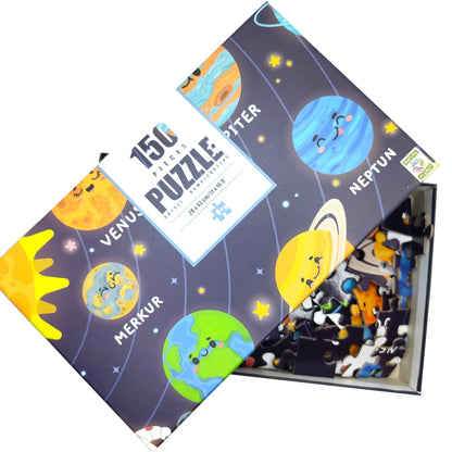 Puzzle "unser Solar System" 150 Teile | Kinderpuzzle mit niedlichem Sonnensystem-Design. Lernspielzeug für Kinder ab 6 Jahren