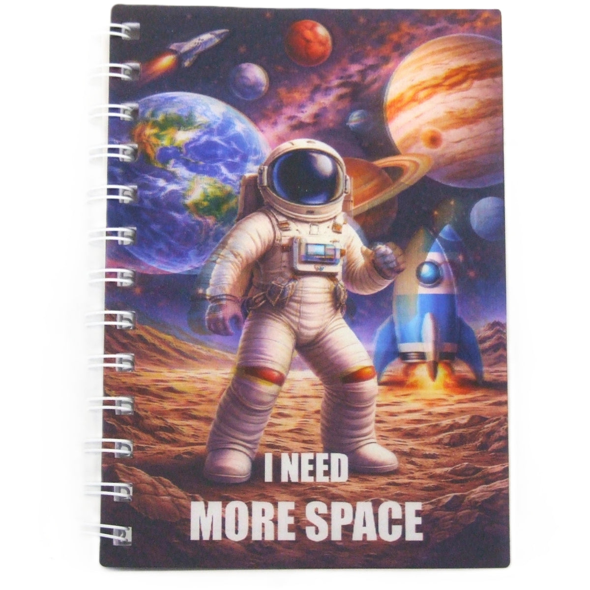 3D Ringbuch "I NEED MORE SPACE" | Liniertes Notizheft mit 3D-Cover; Liniertes Papier ca. 70 Seiten