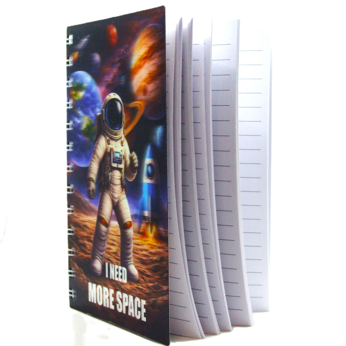 3D Ringbuch "I NEED MORE SPACE" | Liniertes Notizheft mit 3D-Cover; Liniertes Papier ca. 70 Seiten