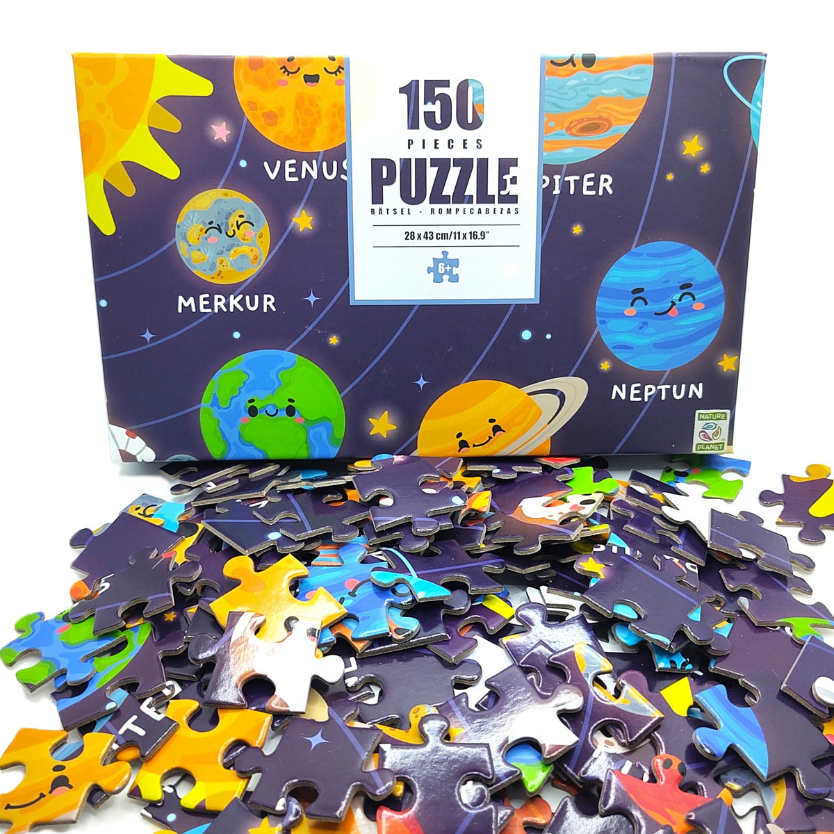 Puzzle "unser Solar System" 150 Teile | Kinderpuzzle mit niedlichem Sonnensystem-Design. Lernspielzeug für Kinder ab 6 Jahren