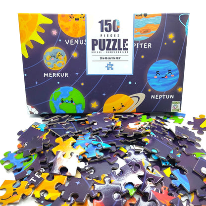 Puzzle "unser Solar System" 150 Teile | Kinderpuzzle mit niedlichem Sonnensystem-Design. Lernspielzeug für Kinder ab 6 Jahren