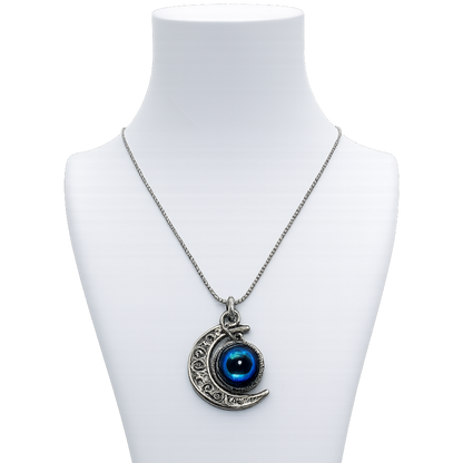 Silberne Kugelkette mit Mond- und Regenbogenperle
