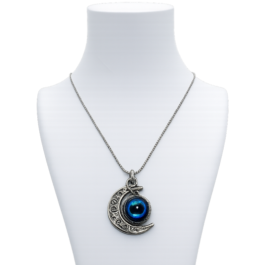 Silberne Kugelkette mit Mond- und Regenbogenperle