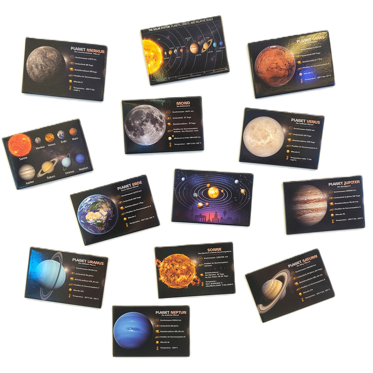 Weltraum Magnete Set - 13-teiliges Sonnensystem Planeten Motivmagnet-Set für Kinder und Astronomiebegeisterte