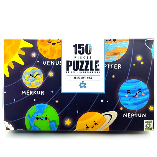 Puzzle "unser Solar System" 150 Teile | Kinderpuzzle mit niedlichem Sonnensystem-Design. Lernspielzeug für Kinder ab 6 Jahren